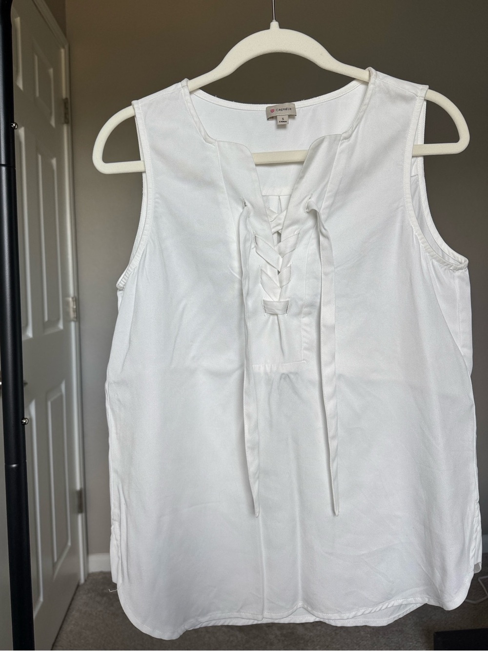 Daniel Cremieux White Lace-Up Sleeveless Camisole